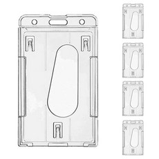 Habier 直式出入證 員工證 保護套, 透明, 5個