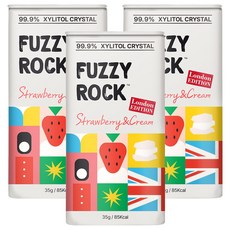 Fuzzy Rock 木糖醇水晶糖 草莓&奶油口味, 3罐, 35g