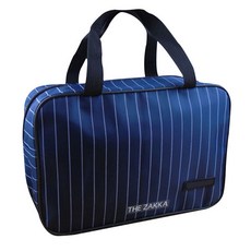 더자카 세로 스프라이프 지퍼 목욕가방, 1개, 블루