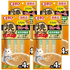 INABA 鰹魚燒肉泥, 柴魚片 + 干貝, 56g, 4袋