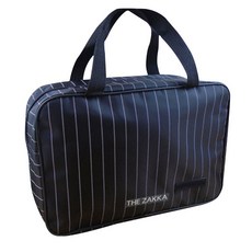 THE ZAKKA 直條紋拉鍊盥洗包, 1個, 黑色