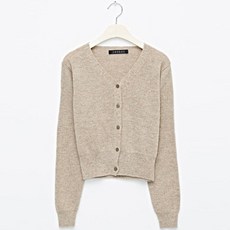 탱커스 여성용 브이넥 버튼업 밑단 밴딩 니트 가디건 TV1CD005L0