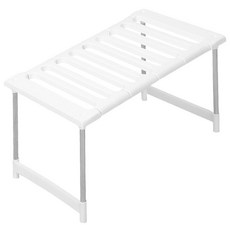 下水槽置物架 A款 縷空面板 鋼管材質 可伸縮設計 PP材質 防水防潮 組裝簡單, 長度45~73cm, 白色, 1個