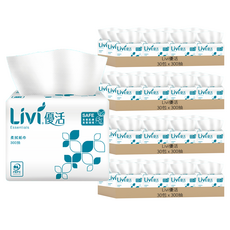 LIVI 優活 Essentials 柔拭紙巾, 雙層, 300抽, 1入, 30包