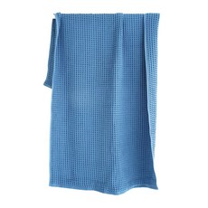 CLAUMAN 40支精梳棉海灘鬆餅格紋毛巾 400g, 波浪藍, 1個