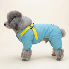 Baosle 寵物粉彩雙色冬季連身鋪棉外套, 藍色, 1個