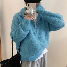 andstyle 女款流行圈圈紗半拉鍊套頭針織衫 261703