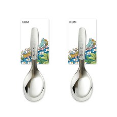 KOM 316不鏽鋼童書聯名兒童平底匙, Guji-Guji, 2支