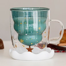 goodliving 聖誕雙層玻璃杯 300ml, 1個, 透明