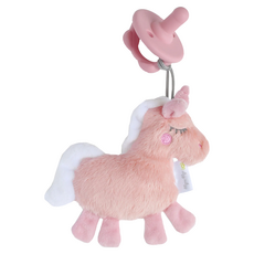 Itzy Ritzy 奶嘴娃娃 柔軟矽膠 雙透氣孔設計 環形握柄 全矽膠一體成形, 0歲以上, 童話獨角獸 粉色, 1個