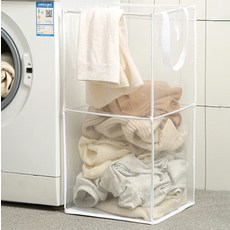 DOSell 網狀通風折疊式2層洗衣籃, 白色