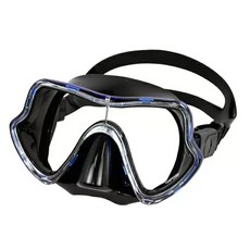 AQUATEC 單鏡片潛水面鏡 MK-600, 流線型大視角, 耐衝擊PC塑料外框, 黑色, 長16.5公分x寬9公分