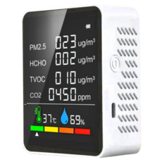 REQIR 空氣檢測儀六合一溫濕度, 白色, 1個