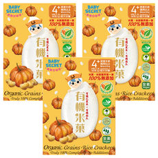 BABY SECRET 寶寶的秘密 有機米菓, 花東米 + 南瓜, 36g, 3盒