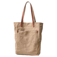 帆布配頭層皮豎款肩背斜背女包 白色/深灰/咖啡/軍綠色可選, 30 x 40 x 12cm, 卡其色