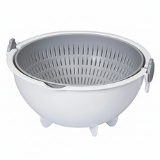 KOKUBO 小久保 可旋轉圓型瀝水籃組, 灰色, 小, 1個