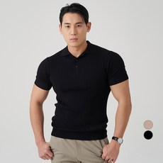 Caret 男款肌肉貼合領口短袖針織衫