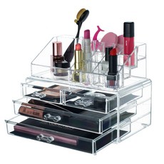 ELCOCO 壓克力化妝品收納盒 3層4格 抽屜分離式, 1個