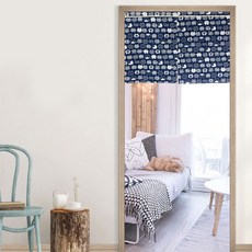 LASSLEY 蕾絲妮 日式棉麻門簾 短 活性印染 三花色任選, 90 x 60cm, 貓之物語