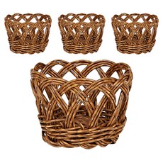 house recipe. PP藤編小物收納籃, 棕色, 4個