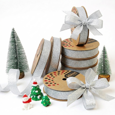 포포팬시 크리스마스 리본 슈퍼금사, 은색, 13.7m, 1개