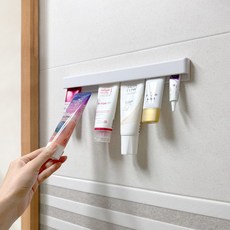 MONACO OLIVE 免鑽孔寬版長型軟管架 牙膏架, 1個, 白色