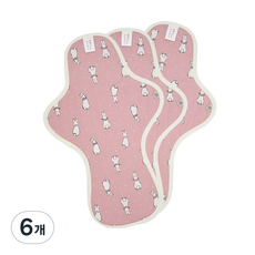 eechae 粉色兔子棉布衛生棉, 1入, 6個, 大型