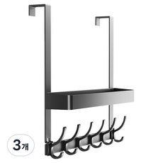 문걸이 도어행거 무타공 선반 벽걸이 12구 도어훅, 3개, 그레이