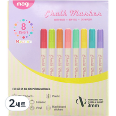 동아피엠에스 마카롱칼라 블랙보드 윈도우마카 8색 세트 3mm, 혼합색상, 2세트