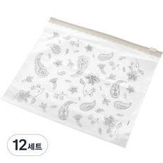 [쿠팡수입] 니토리 슬라이딩 스탠딩 지퍼백 페이즐리 L 12매, 12세트, 대형