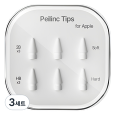 Peilinc 애플펜슬 1 / 2 / 3세대 호환 이중사출 펜촉 2B 3p + HB 3p 세트, 3세트