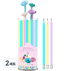 YOUNG ART 花朵鉛筆 HB, 粉紅色 + 藍色 + 黃色, 60個