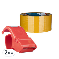 Daebak Tape 黃色封箱膠帶 50m 1入 + 切割器 1入, 2套