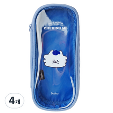 뭉구 8000 波霸 PVC 透明筆袋, 藍色, 4個