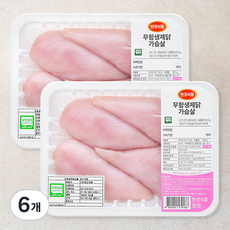 한강식품 무항생제 인증 닭가슴살 (냉장), 500g, 6개