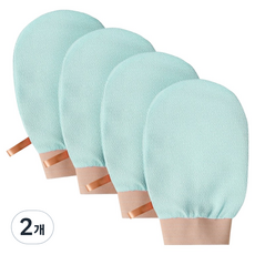 THE ZAKKA Sharuru 雙面去角質手套 搓澡手套 FREE, 2個, 4入, 薄荷綠