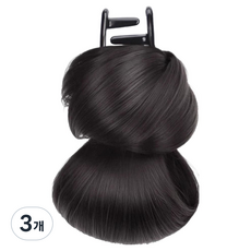 Paperments Elian 豐盈丸子頭髮片 髮夾式假髮 ONE SIZE 12979, 02.自然黑色, 3個