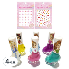 2迷你兒童公主美甲+指甲貼套組 T015T016, 6種水性指甲油+2種貼紙, 4組