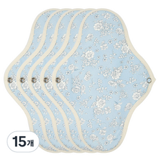 Wizlly 防水棉布衛生棉 白花藍色, 大型, 1片, 15片