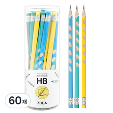 DADA 花朵矯正用三角握筆鉛筆 HB, 藍色 + 薄荷綠 + 黃色, 60個