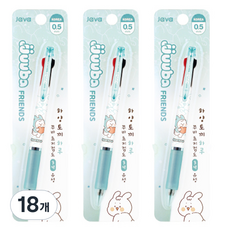 자바펜 쭈바프렌즈 쭈바3볼 초저점도 유성 3색 볼펜 0.5mm, 민트, 18개