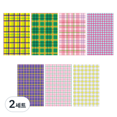 Iciel design 手帳裝飾 背景便條紙 新復古格紋 7種 x 10p 套組, A, 2套