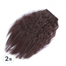 하이유니 히피 펌 헤어뽕 정수리 붙임머리 피스 9 x 32 cm, 다크브라운, 2개