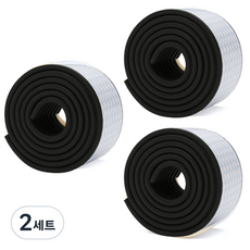 엠보싱 광폭 모서리 보호대 3p + 초강력 실리콘 나노 매직 양면테이프 세트, 2세트, 블랙(모서리 보호대)