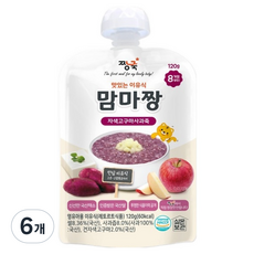 짱죽 맛있는 이유식 맘마짱 스파우트형, 6개, 120g, 혼합맛(고구마/사과)