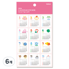 陽地日記 2026 卡倫達貼紙, 6個, 混合顏色