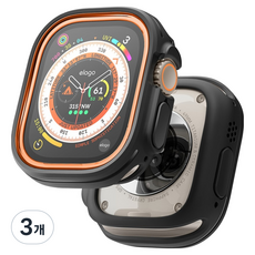 엘라고 애플워치 울트라 듀오 케이스 49mm, 블랙 + 오렌지, 3개
