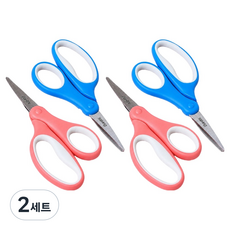 班特斯 圓頭易握安全剪刀 2款 x 2入組, 紅色, 藍色, 2套