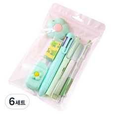 Ilsangsokbanzzak 學用品7件組, 6套, 綠色