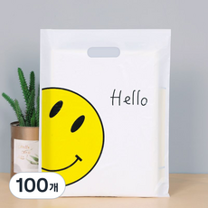 길그리 예쁜 비닐 손잡이 선물 포장 봉투 쇼핑백, 02 스마일, 100개